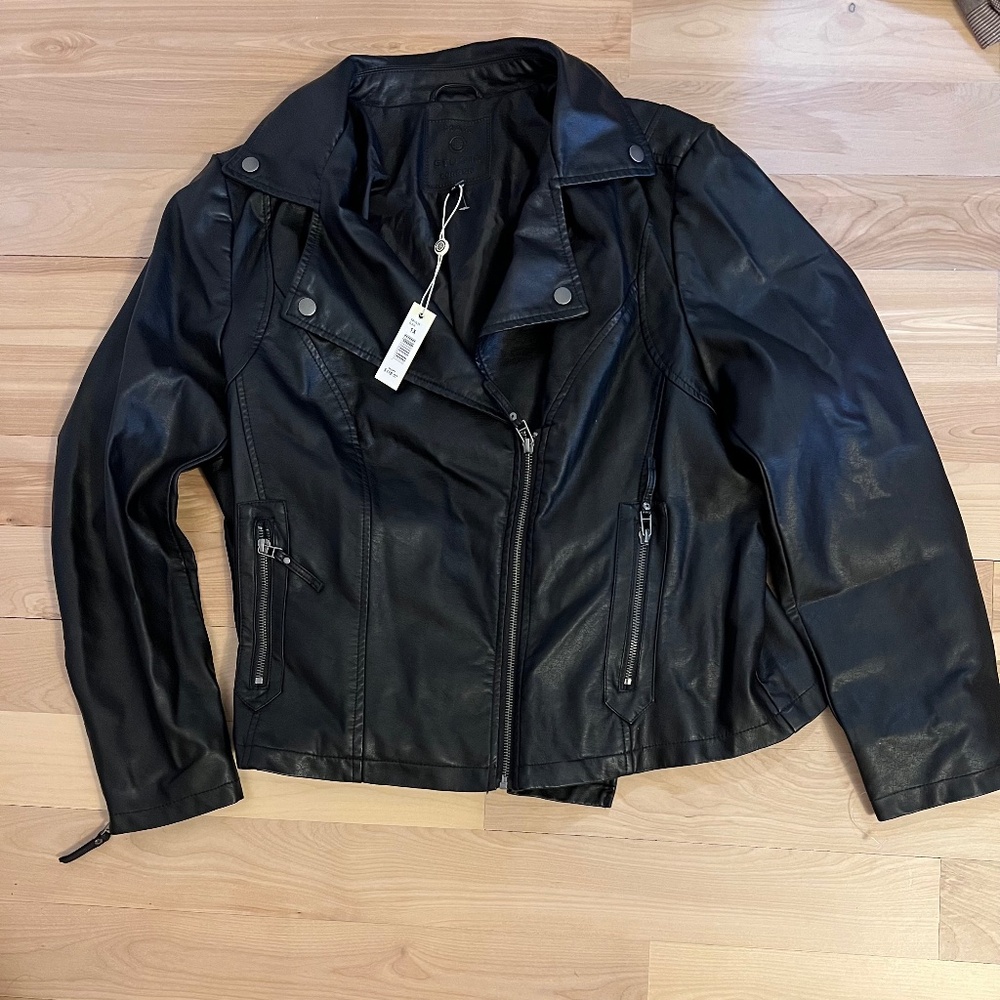 Max Studio faux leather biker jacket